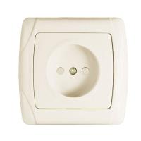Мадрид Розетка 1-местная 10А без заземления бежевая с защ. штор. EKF