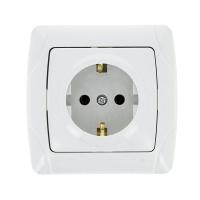 Мадрид Розетка 1-местная 16А с заземлением белая EKF