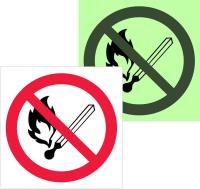 Знак наклейка P02 "Запрещается пользоваться открытым огнем и курить" (150х150) фотолюминесцентный ГОСТ 12.4.026-2015 EKF PROxima