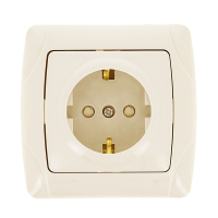Мадрид Розетка 1-мест. 16А с заземлением с защ. штор. бежевая EKF