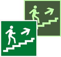 Знак наклейка E15 "Направление к эвакуационному выходу по лестнице вверх" (200x200) фотолюминесцентный ГОСТ 12.4.026-2015 EKF PROxima