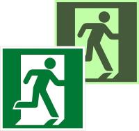 Знак наклейка E01-02 "Выход здесь" (правосторонний) (150х150) фотолюминесцентный ГОСТ 12.4.026-2015 EKF PROxima