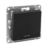 Механизм выключателя, двухклавишный, с подсветкой, чёрный Эпика EKF