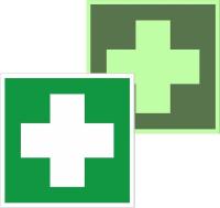 Знак наклейка EC01 "Аптечка первой медицинской помощи" (150х150) фотолюминесцентный ГОСТ 12.4.026-2015 EKF PROxima