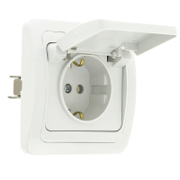 Мадрид Розетка 1-мест. 16А с/з с крышкой с защ. штор.белая EKF