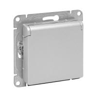Механизм розетки, 16А, IP44, с заземлением, со шторками, c крышкой, алюминий Эпика EKF