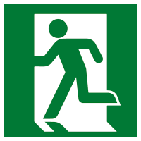 Знак пластик E01-01 "Выход здесь" (левосторонний) (200x200) ГОСТ 12.4.026-2015 EKF PROxima