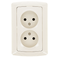 Мадрид Розетка 2-местная 10А без заземления бежевая EKF