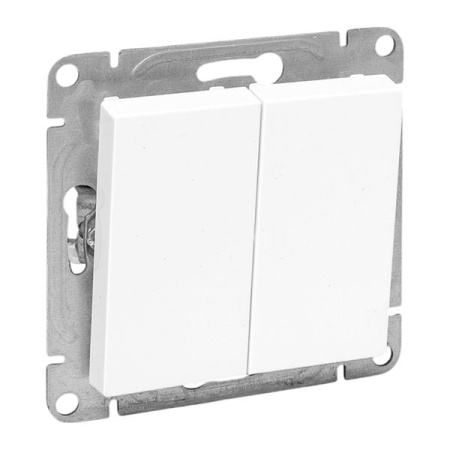 Механизм выключателя, двухклавишный, кнопочный, белый Эпика EKF