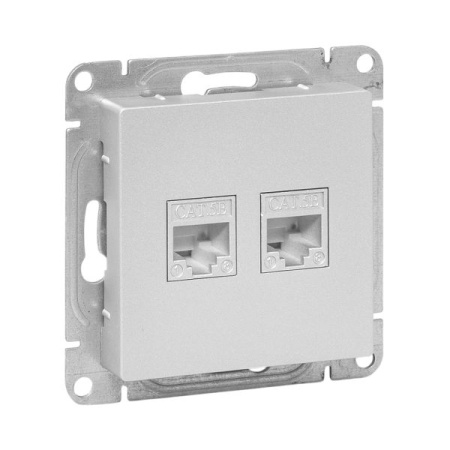 Механизм розетки RJ45 - 2шт, (cat5), алюминий Эпика EKF