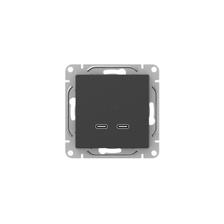Механизм розетки USB-C - 2шт, чёрный Эпика EKF
