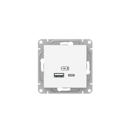 Механизм розетки USB-A+С, белый Эпика EKF